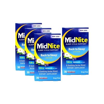 MidNite Sleep Aid For Occasional Sleeplessness, 30 Chewable Cherry Tablets Each (Value Pack of 4)