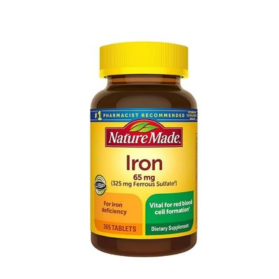 Nature Made Iron 65 mg (from Ferrous Sulfate) Tablets for Red Blood Cell Formation (365 ct.).