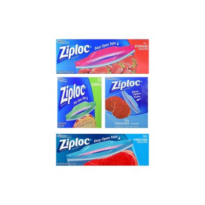 Ziploc Variety Pack 54 Freezer Quart Bags, 38 Freezer Gallon Bags, 125 Sandwich Bags, 52 Storage Gallon Bags Reusable Plastic Ziploc Bags with Zipper Closure, Red, Green, Blue