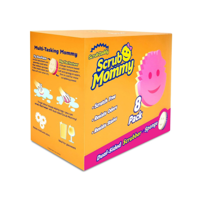 Scrub Daddy Dual Sided Sponge and Scrubber - Scrub Mommy - Scratch Free Sponge for Dishes and Home, Soft in Warm Water, Firm in Cold, Odor Resistant, Multi Surface 8 Count (Pack of 1)