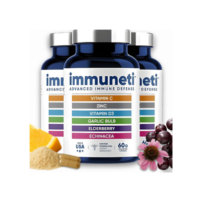 Immuneti Advanced Immune Support – Doctor Formulated 6-in-1 Daily Immunity Supplement – Made in USA – With Vitamin C, D3, Zinc, Elderberry, Garlic & Echinacea - Vital Nutrients & Antioxidants (3)
